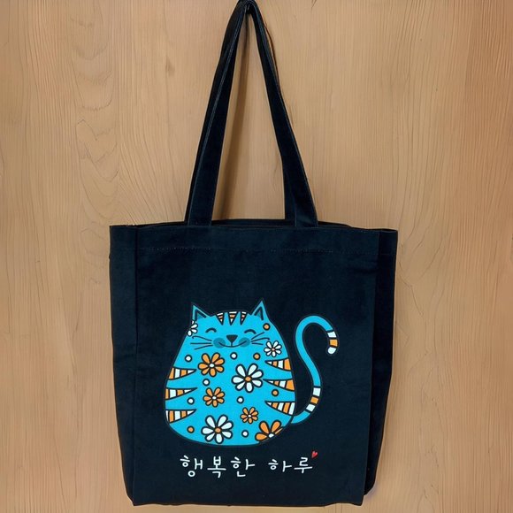 KPOP Tote Bag Flannel Fabric Material Cartoon Cat Design - Picture 7 of 9